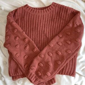 Moon & Madison Pink Crew Neck Sweater Textured Knit